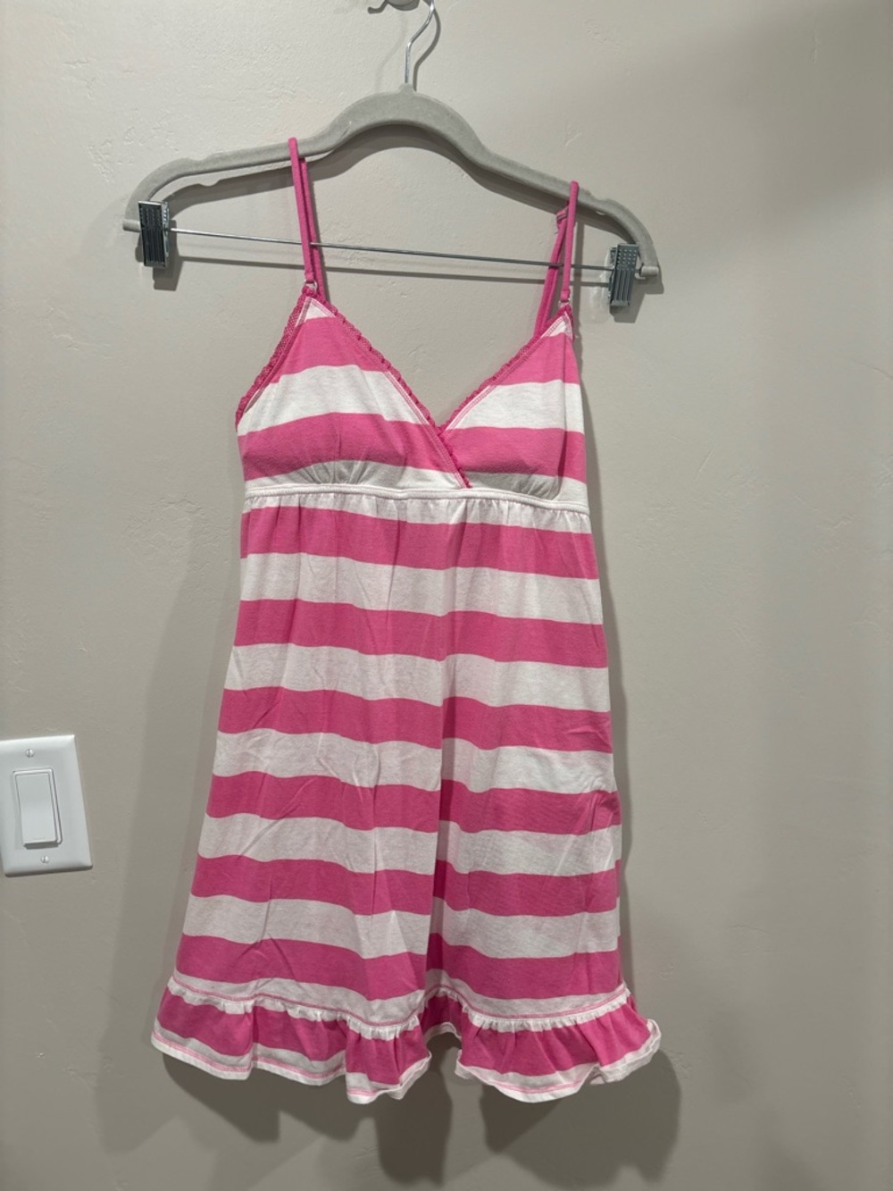 Y2K PINK Victoria's Secret Pink & White Striped Sleep Chemise